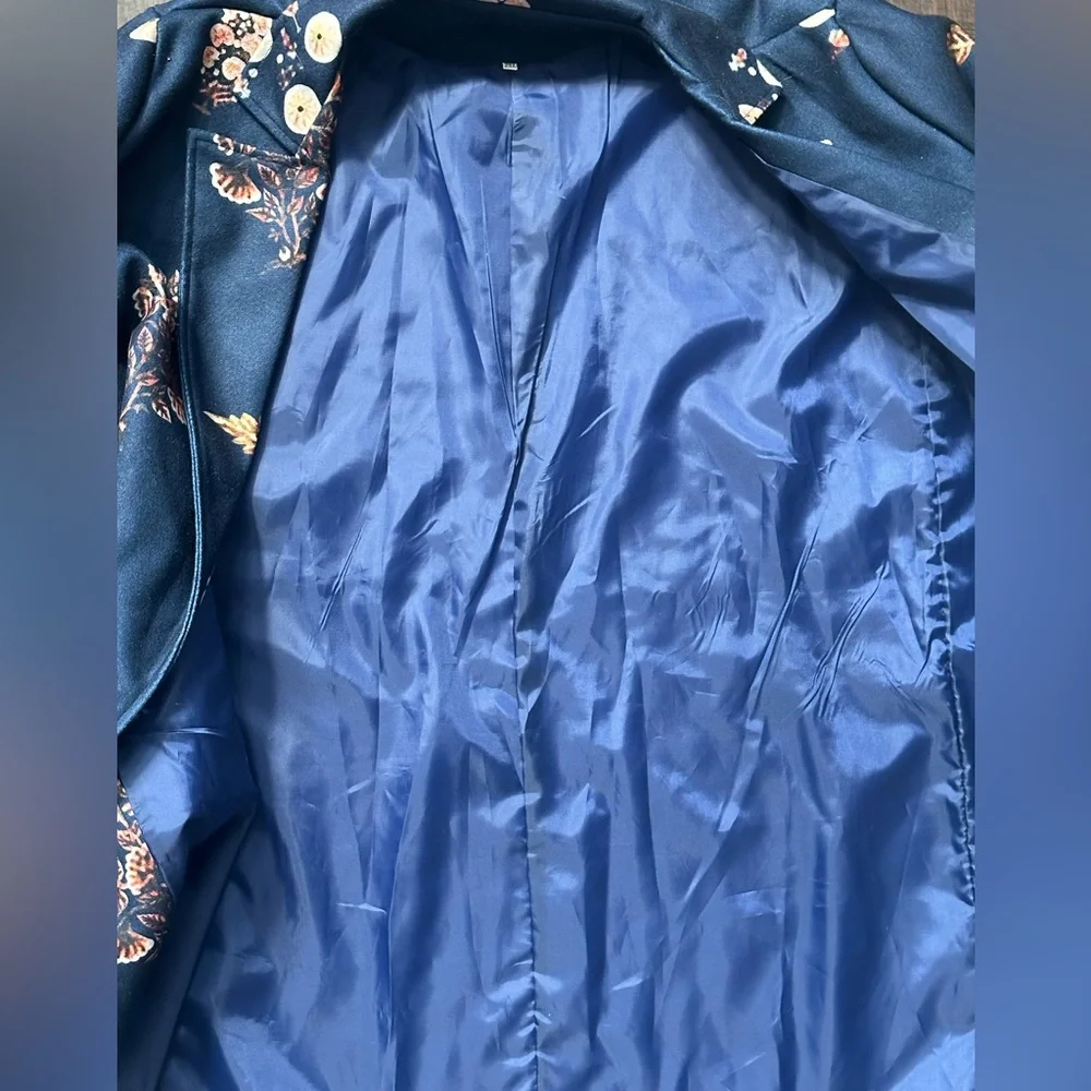 Floral Patterned Navy Coat